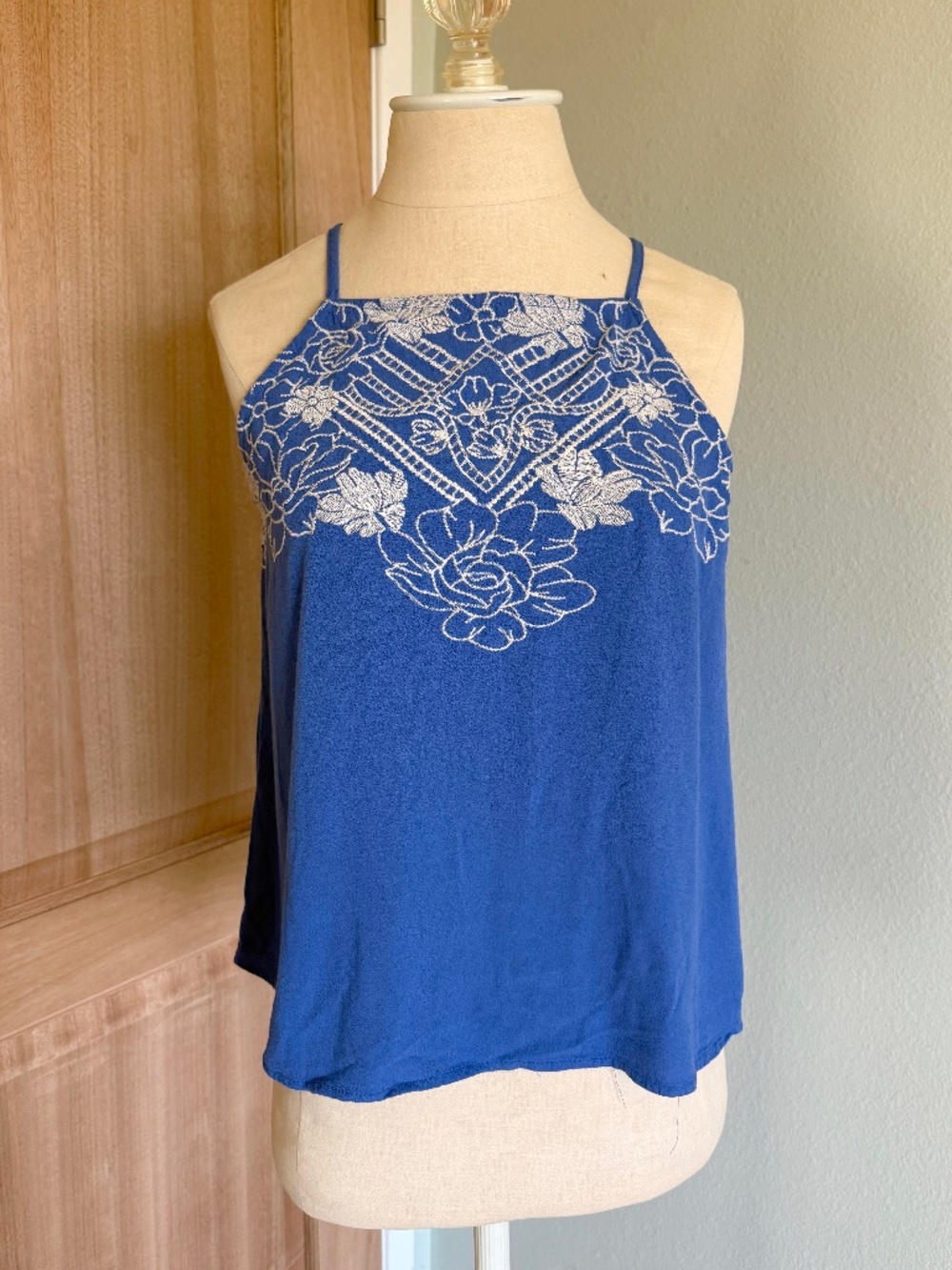 Embroidered Cobalt Blue Top Women's Small